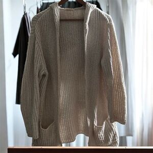 Elan Hooded Crocheted Sweater Cardigan